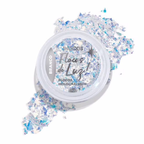 INOCOS - FLOCOS DE LUZ HOLOGRÁFICOS - BRANCO 1G