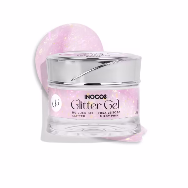 INOCOS - GEL CONSTRUÇÃO GLITTER GEL ROSA LEIT. 30G