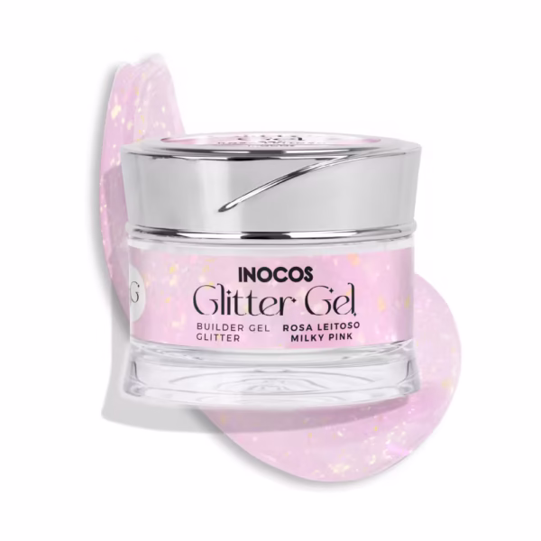 INOCOS - GEL CONSTRUÇÃO GLITTER GEL ROSA LEIT. 50G
