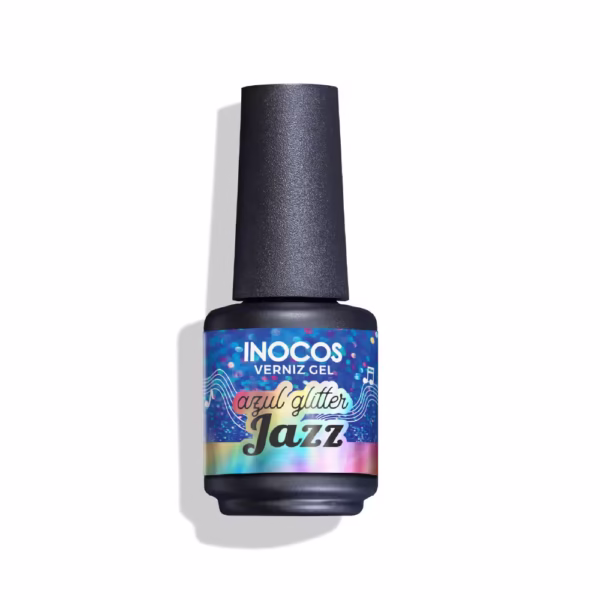 INOCOS - VERNIZ GEL FESTIVAL VERÃO AZUL GLITTER JAZZ 15ML