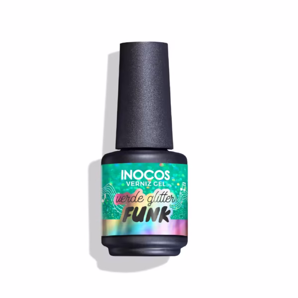INOCOS - VERNIZ GEL FESTIVAL VERÃO VERDE GLITTER FUNK 15ML